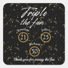 Adesivo Quadrado Parceiro Aniversário Triplicou O Divertido