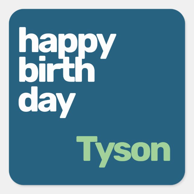 Adesivo Quadrado Parceiro feliz aniversário mínimo verde roxo (Frente)