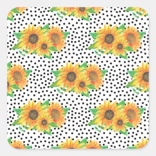 Adesivo Quadrado Parede Floral de Girassol