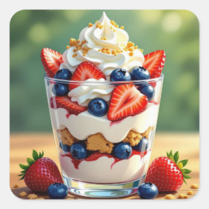 Adesivo Quadrado Parfait de Frutas e Iogurte