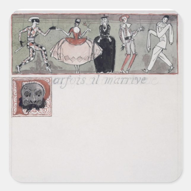 Adesivo Quadrado 'Parfois il m'get' (tinta e c/c no papel) (Frente)