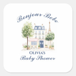 Adesivo Quadrado Paris Baby Shower Parisian Cafe Tea Party