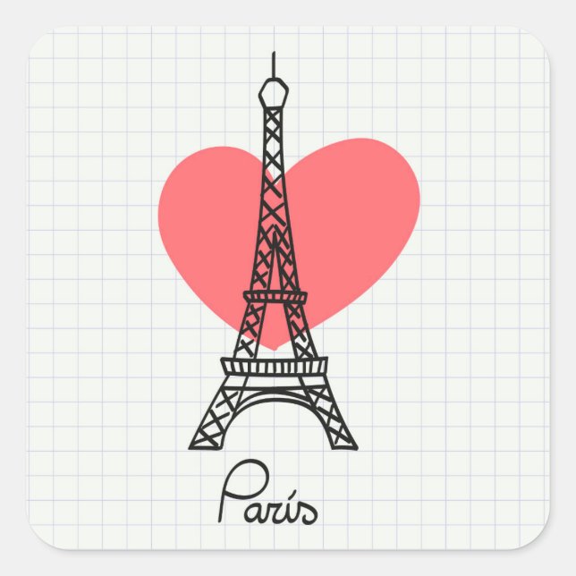 Adesivo Quadrado Paris - I Love the Eiffell Tower (Frente)