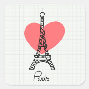 Adesivo Quadrado Paris - I Love the Eiffell Tower