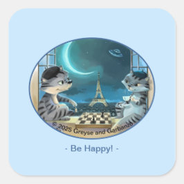 Adesivo Quadrado Paris na Noite Square Stickers - Feliz