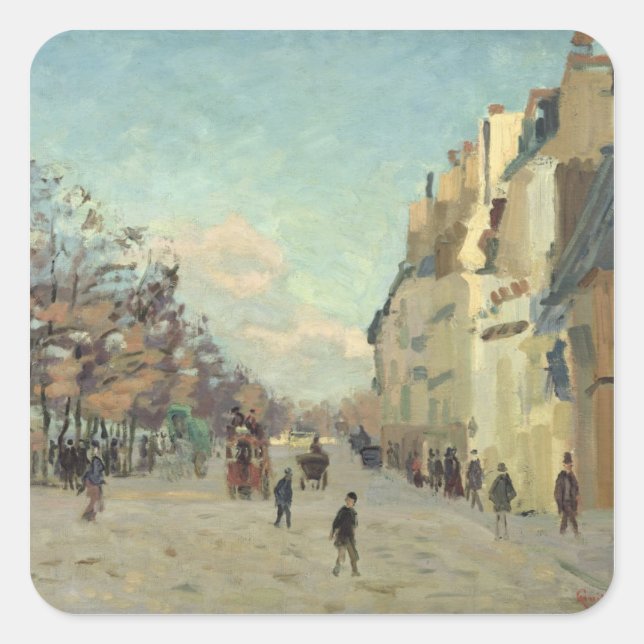 Adesivo Quadrado Paris, Quai de Bercy, efeito da neve, c.1873-74 (Frente)