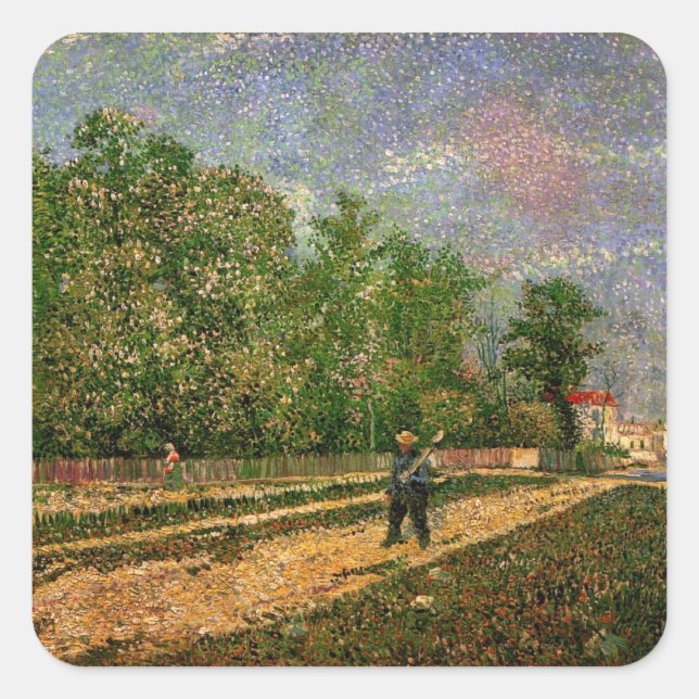 Adesivo Quadrado Paris Road com Peasant por Vincent van Gogh (Frente)