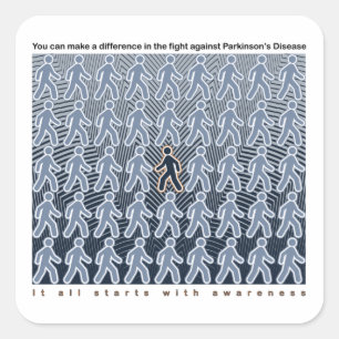 Adesivo Quadrado Parkinsons Começa com Consciência