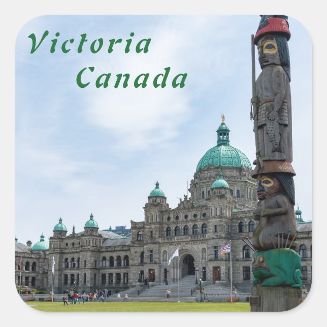 Adesivo Quadrado Parlamento da Colúmbia Britânica - Vitória, Canadá (Frente)