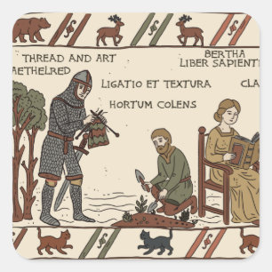 Adesivo Quadrado paródia da tapeçaria de bayeux