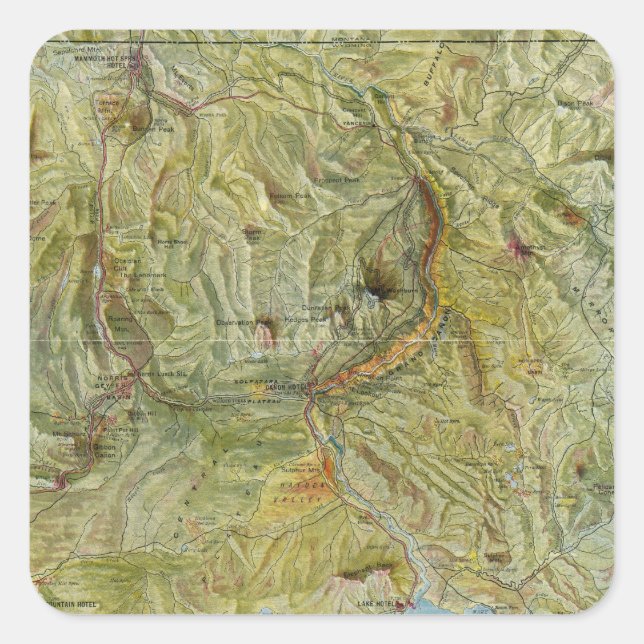 Adesivo Quadrado Parque nacional 2 de Yellowstone (Frente)