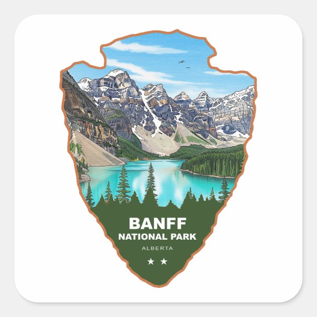 Adesivo Quadrado Parque Nacional Banff Alberta Arrowhead (Frente)