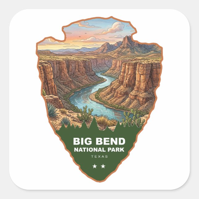 Adesivo Quadrado Parque Nacional Big Bend Arrowhead (Frente)
