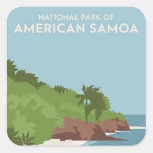 Adesivo Quadrado Parque Nacional de Samoa Mínimalista Americano