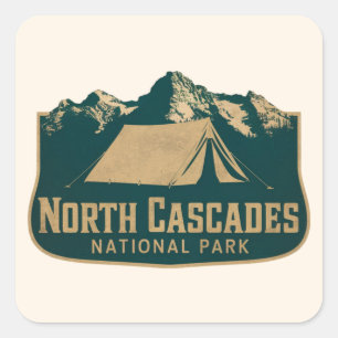 Adesivo Quadrado Parque Nacional do Vintage Camping North Cascades