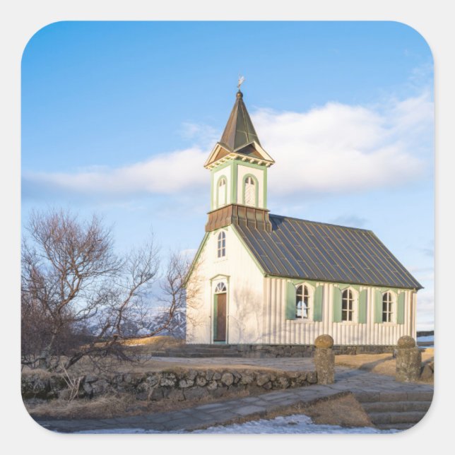 Adesivo Quadrado Parque Nacional Thingvellir na Islândia (Frente)