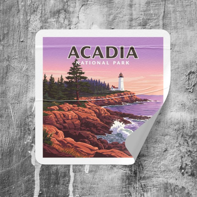 Adesivo Quadrado Parque Nacional Vintage Acadia (Criador carregado)