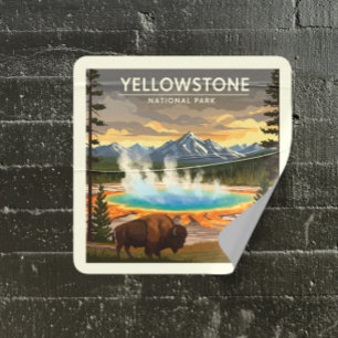 Adesivo Quadrado Parque Nacional Vintage Yellowstone