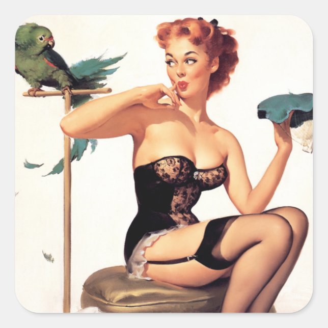 Adesivo Quadrado Parrot Pin Up (Frente)