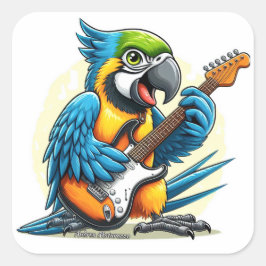 Adesivo Quadrado Parrot Rock Music