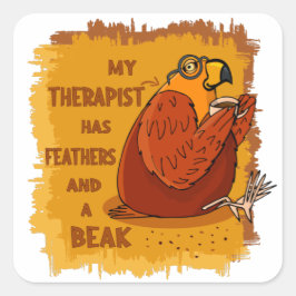 Adesivo Quadrado Parrot Therapist - Presente Engraçado para Proprie