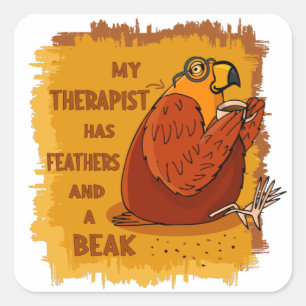 Adesivo Quadrado Parrot Therapist - Presente Engraçado para Proprie