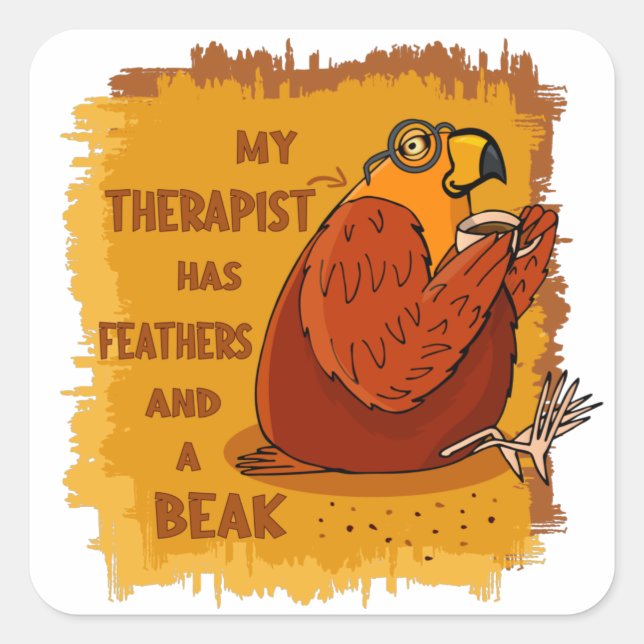Adesivo Quadrado Parrot Therapist - Presente Engraçado para Proprie (Frente)