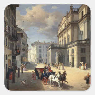 Adesivo Quadrado Parte dianteira do teatro do La Scala, 1852