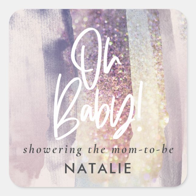 Adesivo Quadrado Parte do chá de fraldas de cintilação giratória pú (Frente)