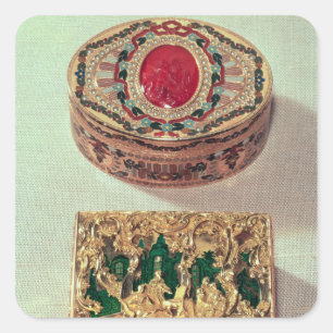 Adesivo Quadrado Parte superior: Snuffbox Dourado embutido com as
