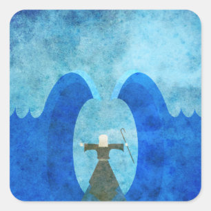 Adesivo Quadrado partida do mar vermelho por Moisés - arte cristã