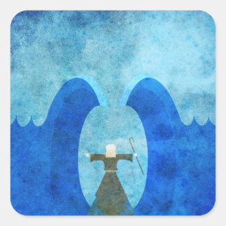 Adesivo Quadrado partida do mar vermelho por Moisés - arte cristã