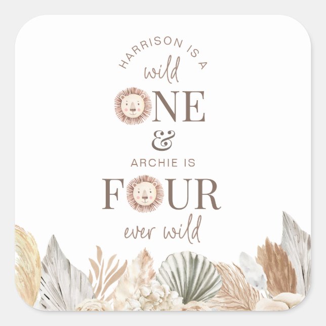 Adesivo Quadrado Partido Comum Selvagem Um e Quatro Nunca Selvagem (Frente)