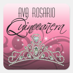 Adesivo Quadrado Partido (cor-de-rosa) Sparkling da tiara do MI