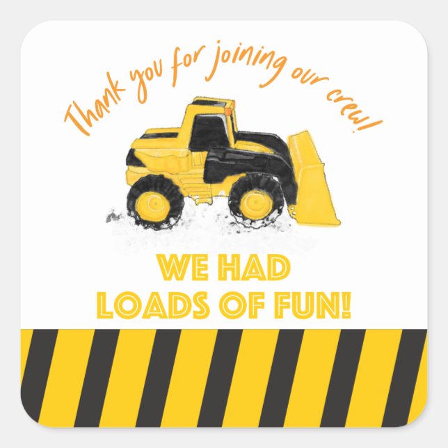 Adesivo Quadrado Partido da Construção Obrigado Vinhetas (Frente)