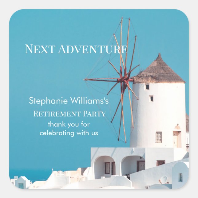 Adesivo Quadrado Partido da Reforma de Destino Azul Branco Grego (Frente)