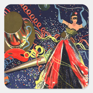 Adesivo Quadrado Partido da véspera dos felizes anos novos do