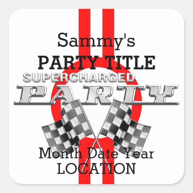 Adesivo Quadrado Partido de Desempenho Supercarregado Personalizado (Frente)