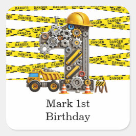 Adesivo Quadrado Partido do primeiro aniversario de Construção