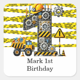 Adesivo Quadrado Partido do primeiro aniversario de Construção