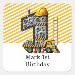 Adesivo Quadrado Partido do primeiro aniversario de Construção