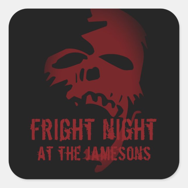 Adesivo Quadrado Partido Halloween Favorece Gótico Vermelho Assusta (Frente)