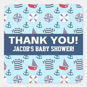 Adesivo Quadrado Partido náutico da âncora bonito colorida do