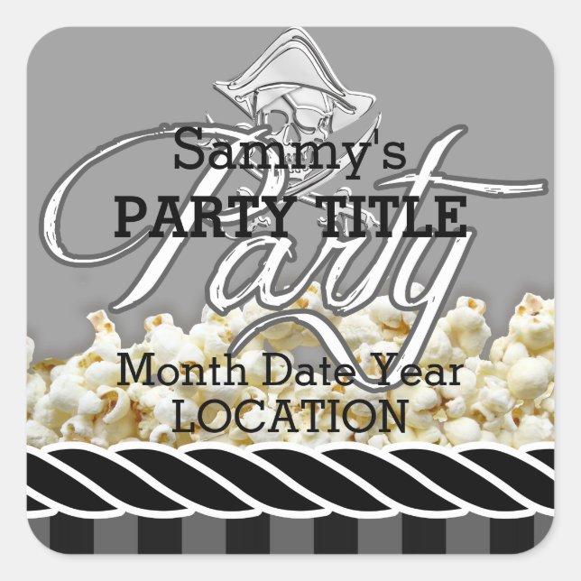 Adesivo Quadrado Partido Pirata Personalizado (Frente)