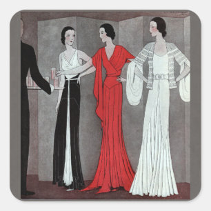 Adesivo Quadrado Partido retro do art deco do vintage elegante