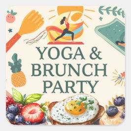 Adesivo Quadrado Partido Yoga e Brunch