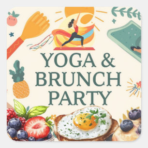 Adesivo Quadrado Partido Yoga e Brunch