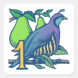 Adesivo Quadrado Partucho em uma árvore de pera