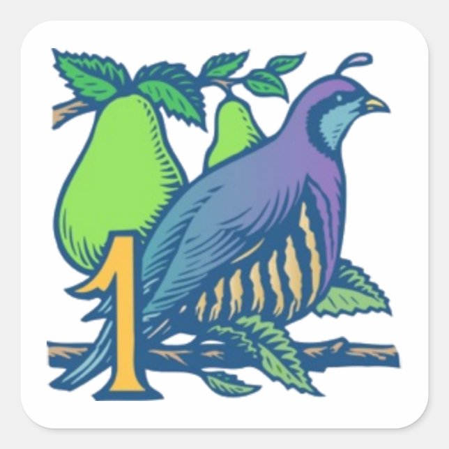 Adesivo Quadrado Partucho em uma árvore de pera (Frente)