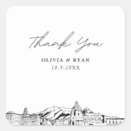 Adesivo Quadrado Pasadena Wedch Landmarks Favor Obrigado